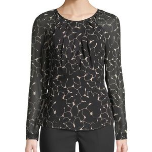 Club Monaco Keisa Floral Long-Sleeve Silk Top XS